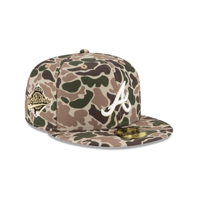 Green Atlanta Braves Hat - New Era MLB Duck Camo 59FIFTY Fitted Caps USA6150379